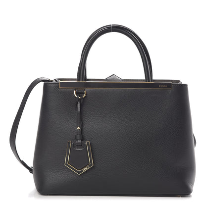 Fendi Vitello Dolce Century Petite 2Jours Tote Black Carbone 1 of 10