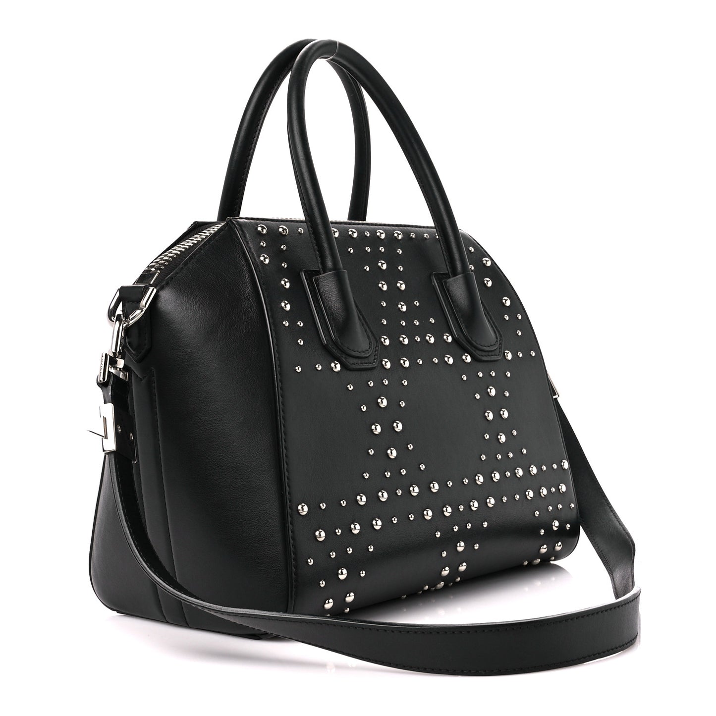 Smooth Calfskin Small Studded Antigona Black