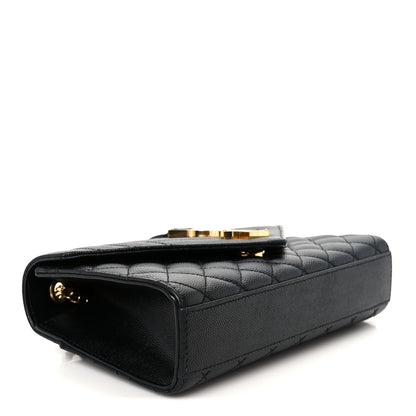 Saint Laurent Grain De Poudre Textured Mixed Matelasse Triquilt Small Monogram Satchel Black 4 of 11