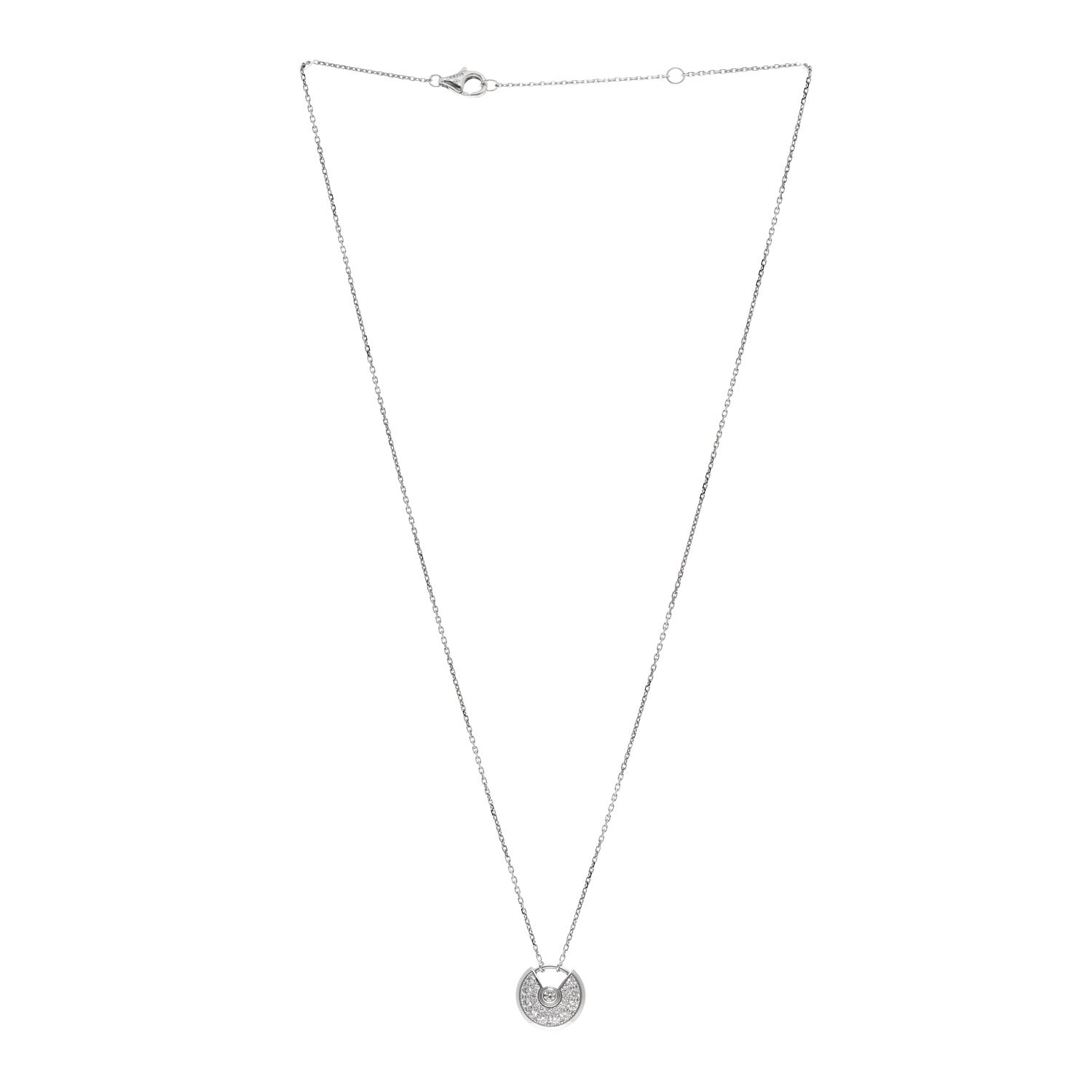 Cartier 18K White Gold Diamond XS Amulette de Pendant Necklace 3 of 4