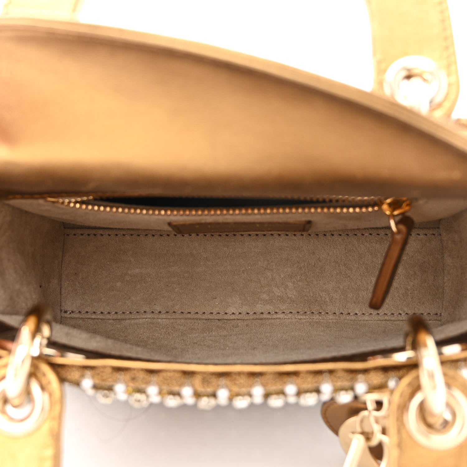 Christian Dior Metallic Calfskin Crystal Mini Lady Dior Gold 5 of 17