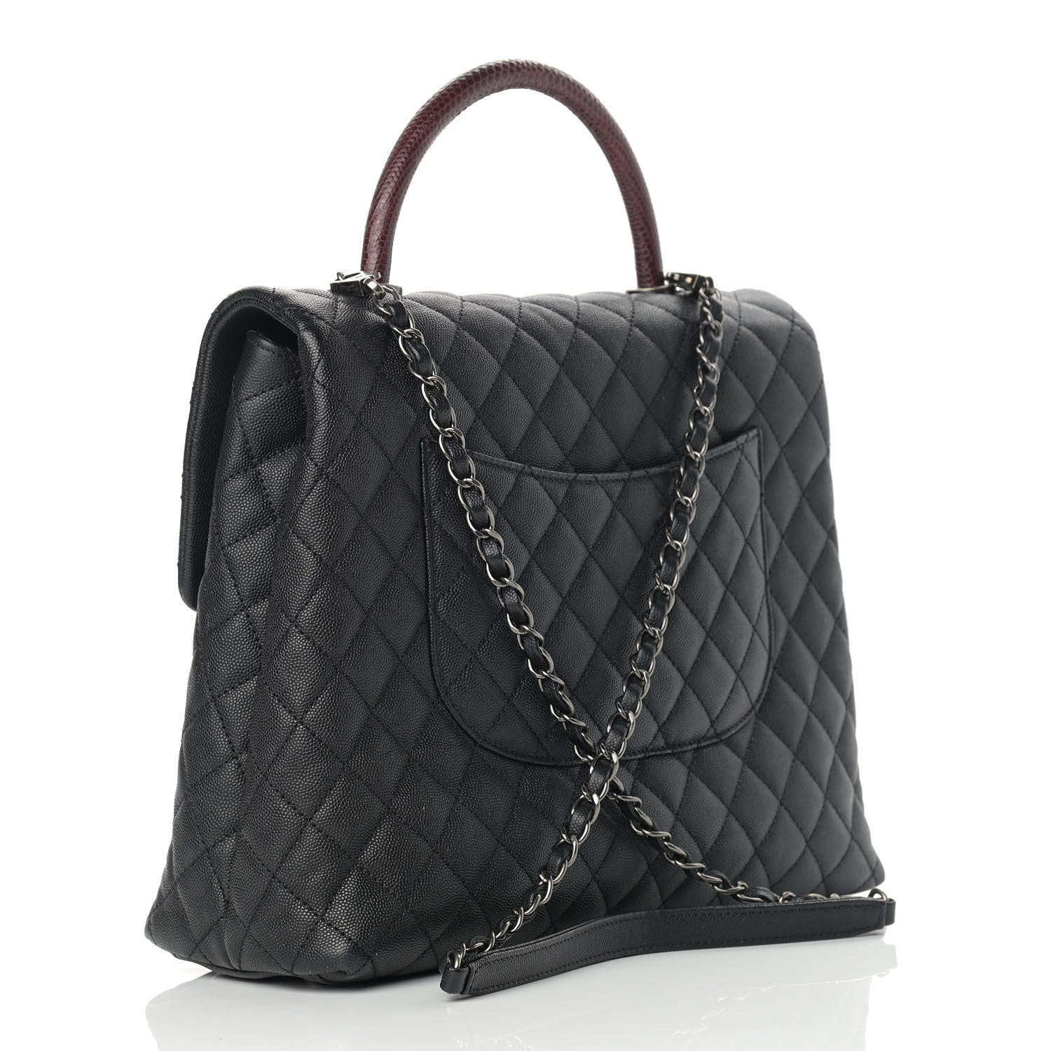 Chanel Caviar Lizard Quilted Large Coco Handle Flap Black 3 of 13