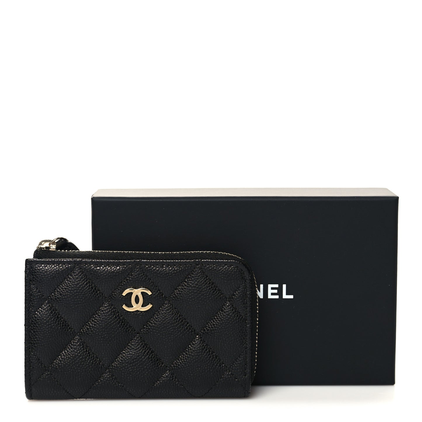 Caviar Quilted Zipped Key Holder Case Black