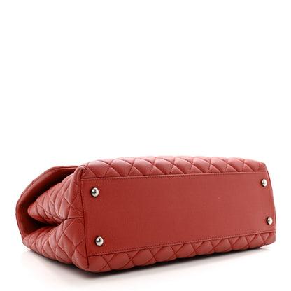 Chanel Caviar Quilted Medium Coco Handle Flap Dark Red 4 of 12
