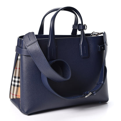 Burberry Derby Calfskin Vintage Check Medium Banner Tote Regency Blue 2 of 9