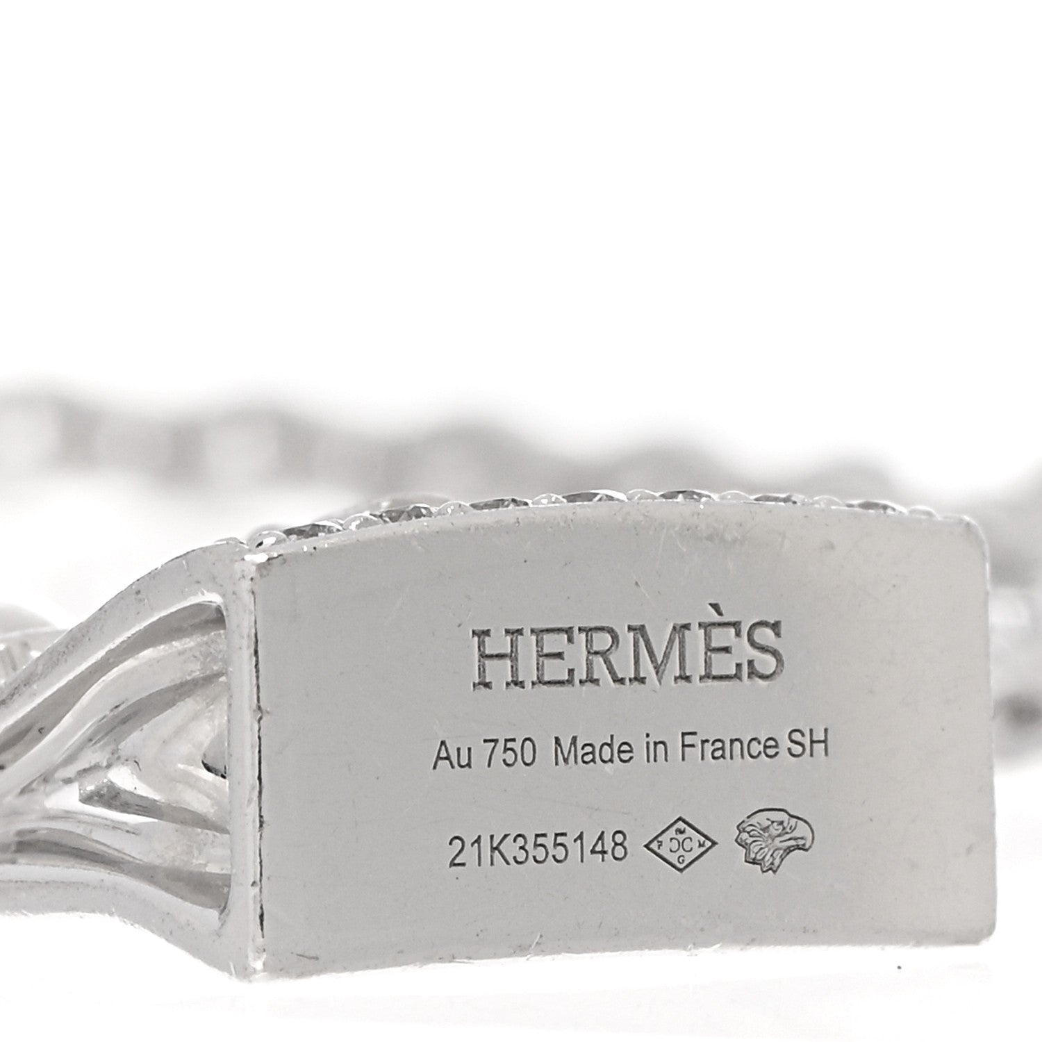 Hermes 18K White Gold Diamond Kelly Amulettes Bracelet SH 3 of 4