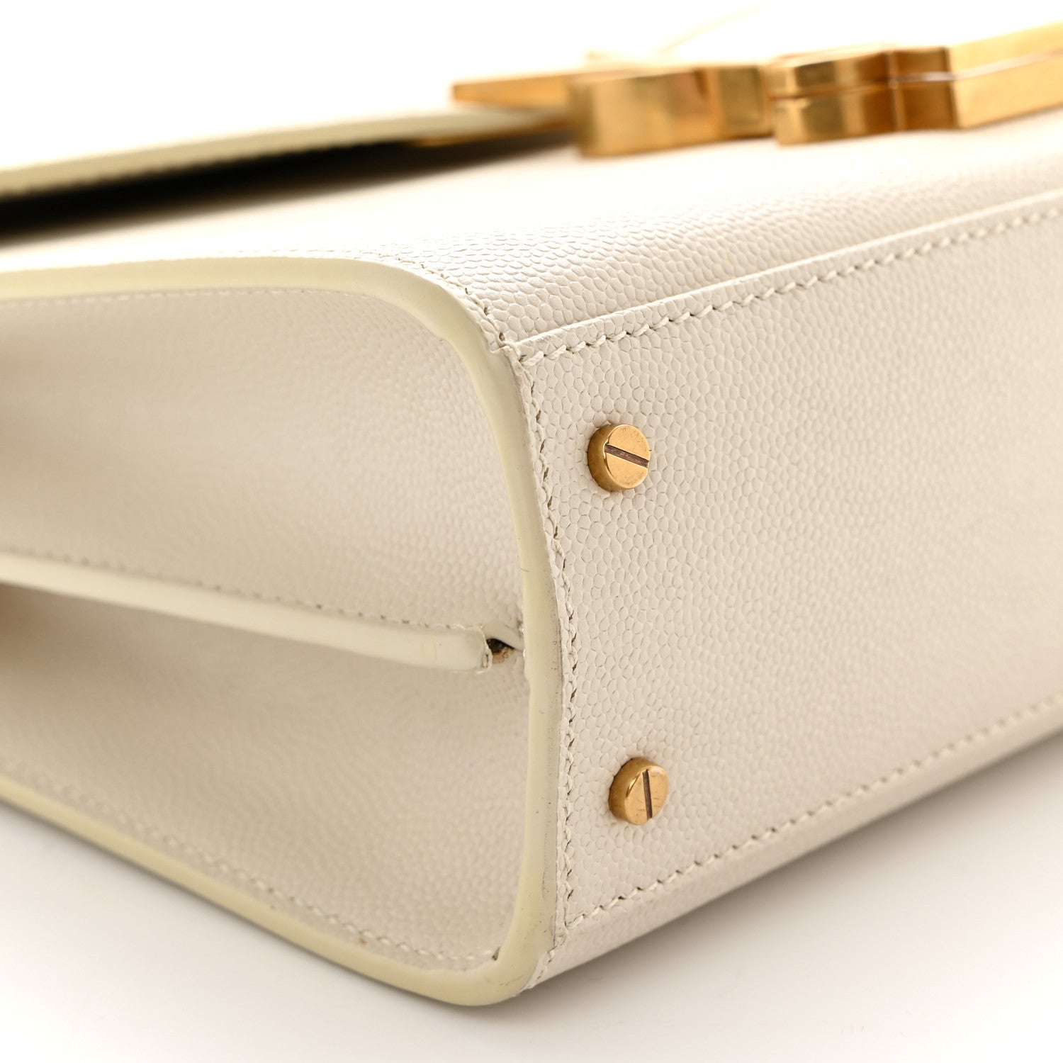 Saint Laurent Grain de Poudre Mini Classic Monogram Cassandra Top Handle Vintage White 10 of 11