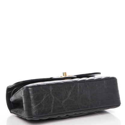 Chanel Metallic Crumpled Calfskin Quilted Small Double Flap Black 5 of 10
