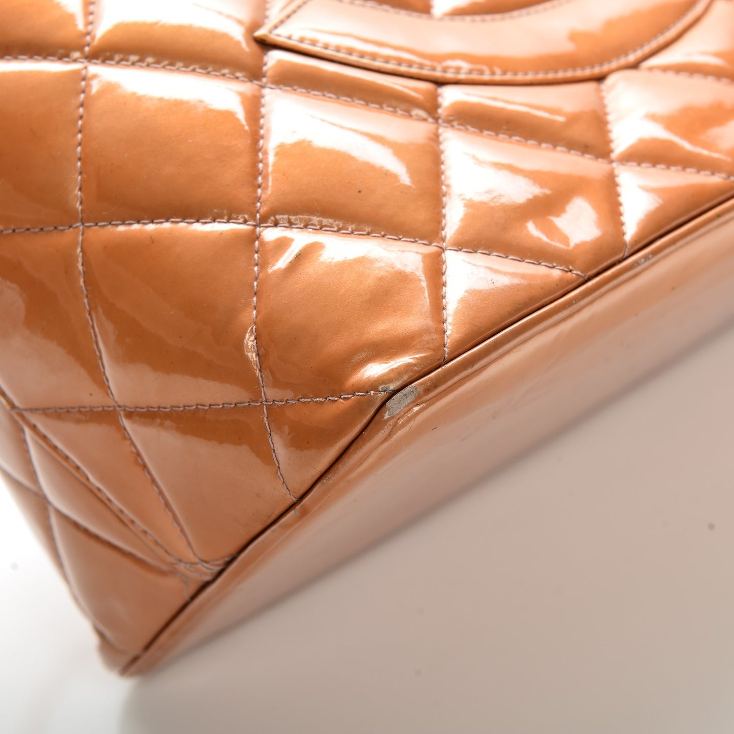 Patent Quilted Medallion Tote Orange