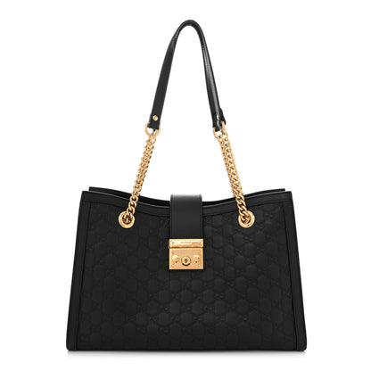 Gucci Guccissima Medium Padlock Tote Black 1 of 13