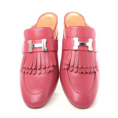 Hermes Goatskin Tuileries Mules 37.5 Rouge Azalee 6 of 9