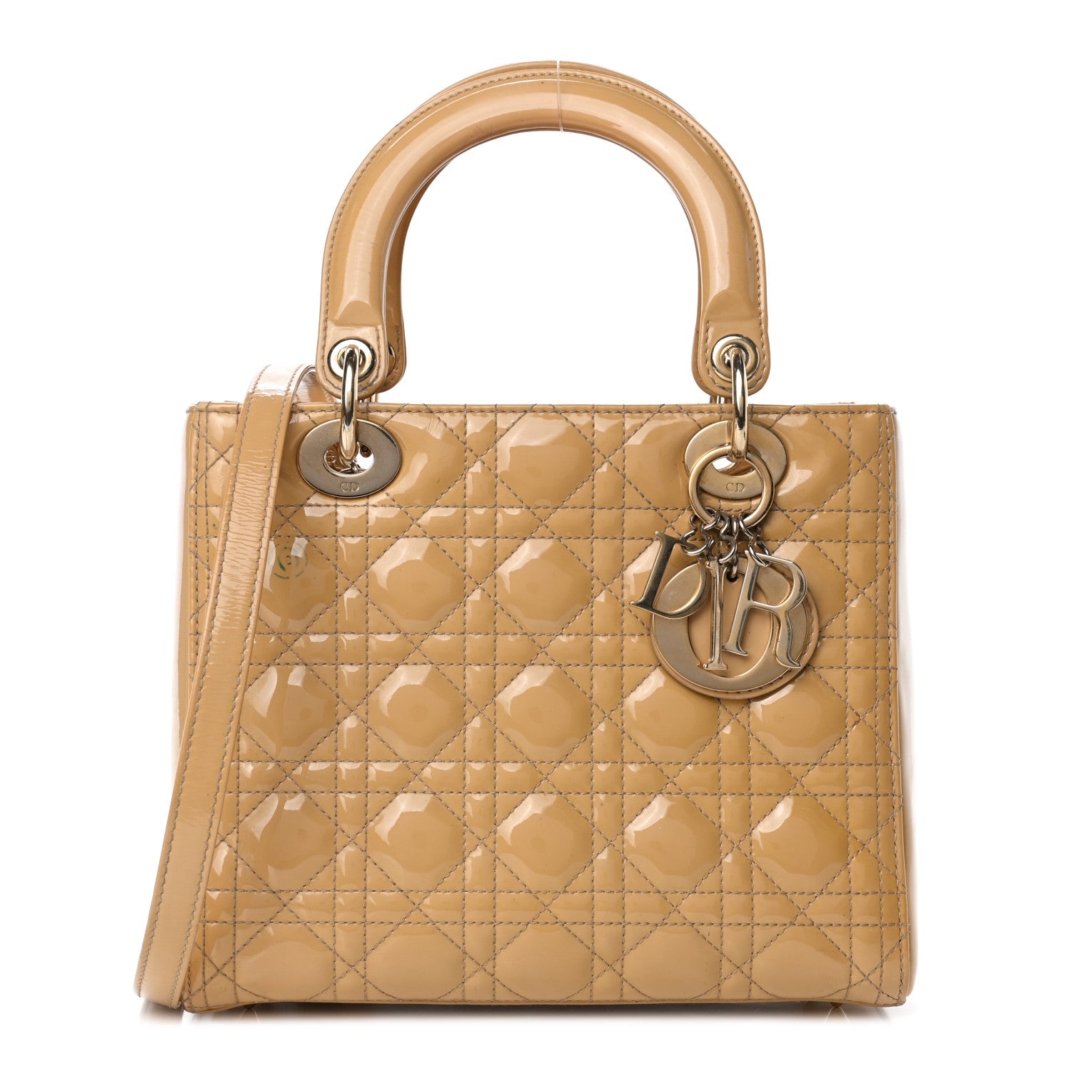 Christian Dior Patent Cannage Medium Lady Dior Beige 1 of 6