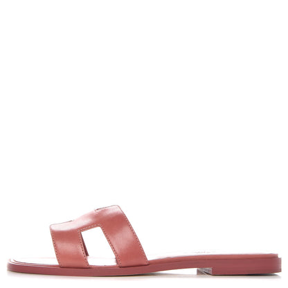Hermes Goatskin Oran Sandals 37 Rouge Blush 1 of 9