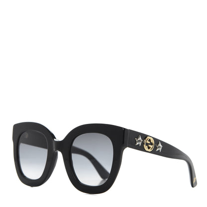 Gucci Acetate Crystal Star Round Frame Sunglasses GG0208S Black 1 of 8