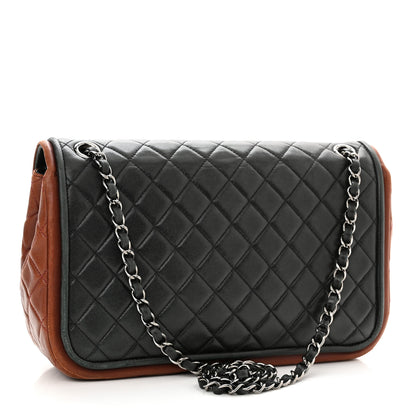 Chanel Lambskin Quilted Jumbo Classic Twist Flap Bag Black Bordeaux 2 of 12
