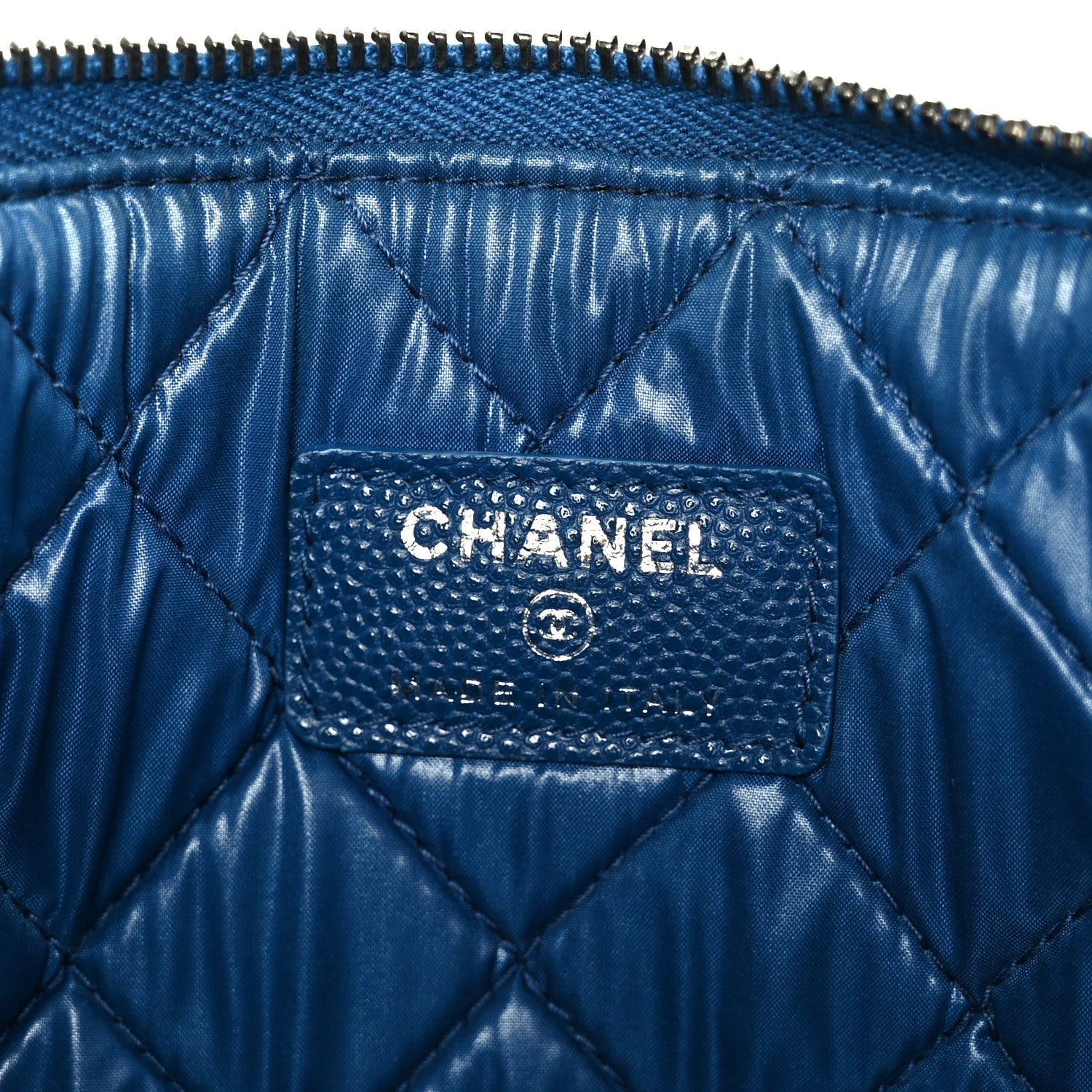 Chanel Caviar Quilted Medium Boy Cosmetic Case Blue 6 of 8