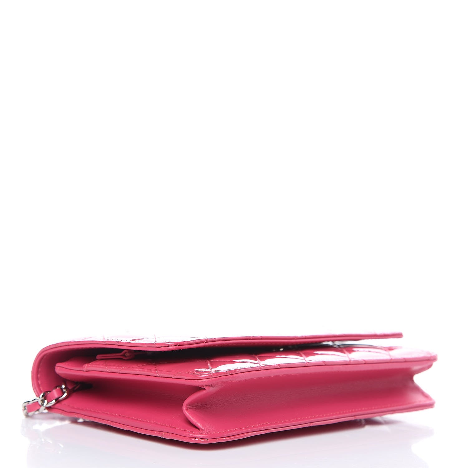 Chanel Patent Quilted Wallet On Chain WOC Fuchsia 4 of 11