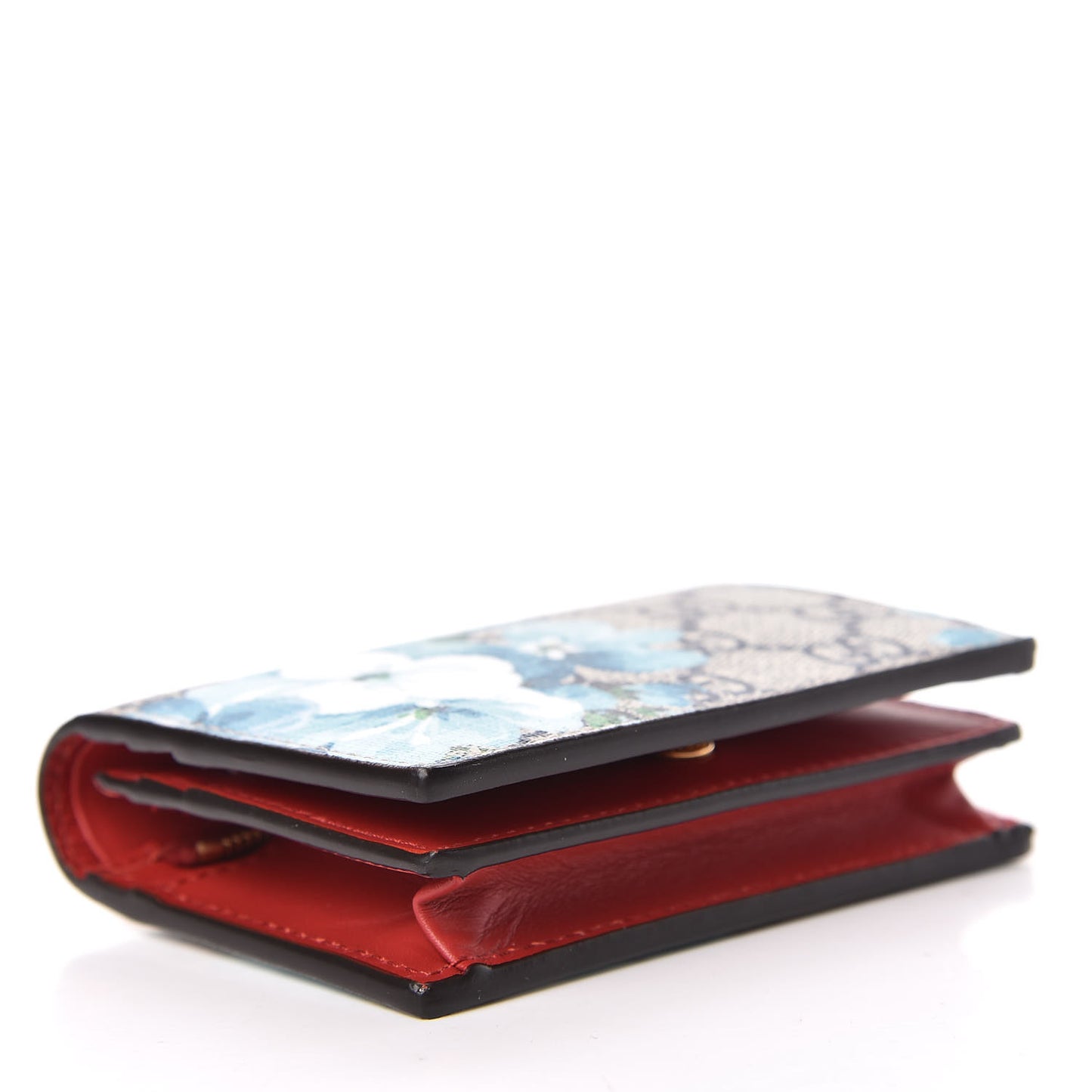 GG Supreme Monogram Blooms Card Case Wallet Beige Blue Navy Hibiscus Red