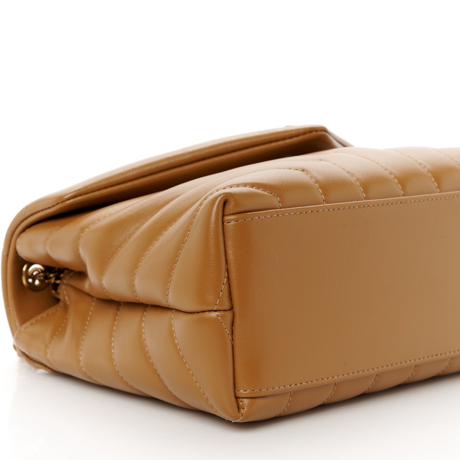 Saint Laurent Calfskin Y Quilted Monogram Small Loulou Chain Satchel Dark Natural 10 of 11