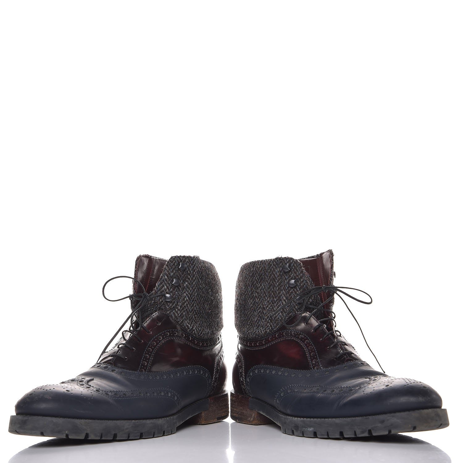 Louis Vuitton Mens Calfskin Tweed Oxford Lace Up Boots 9.5 Grey Brown 6 of 15