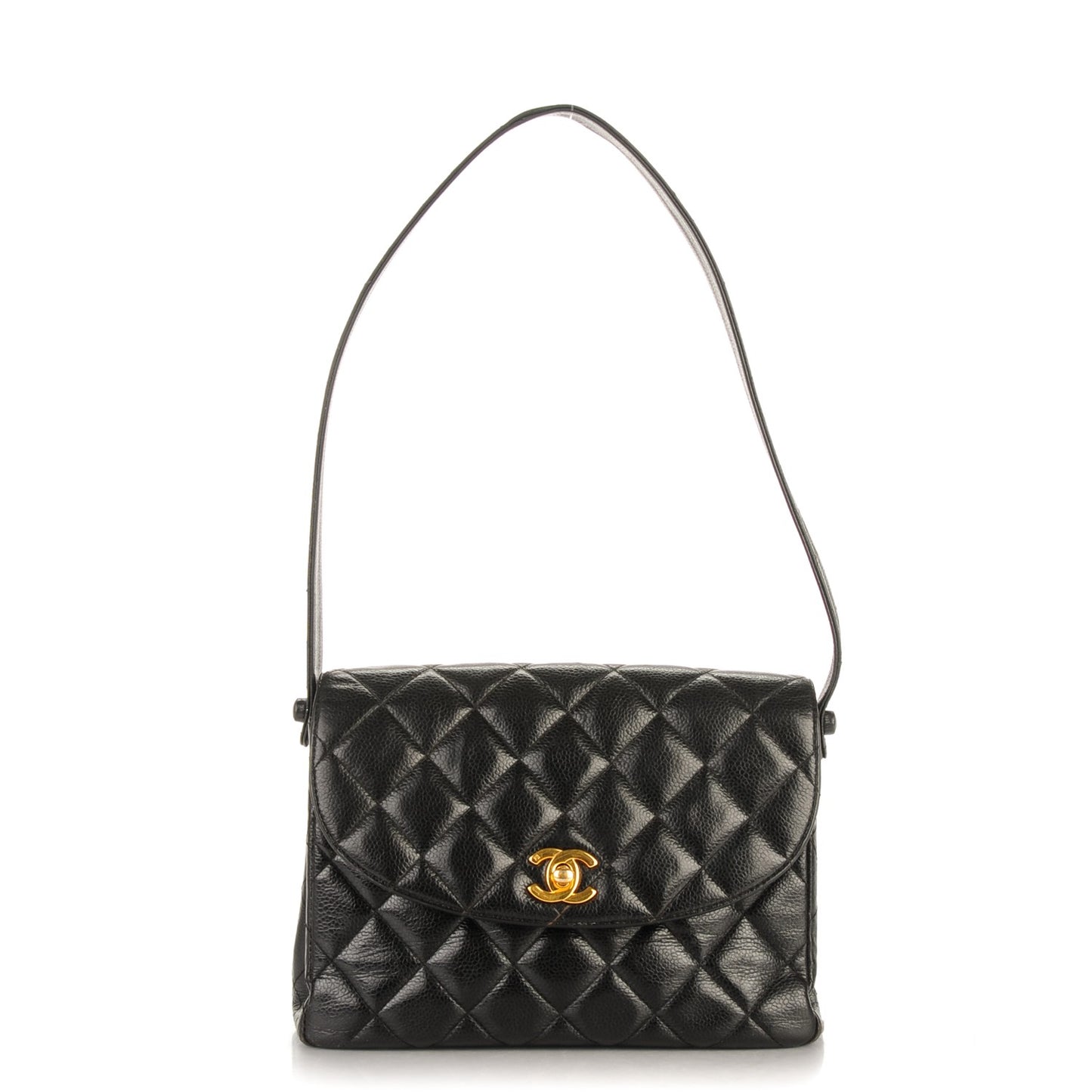 Caviar Flap Shoulder Bag Black