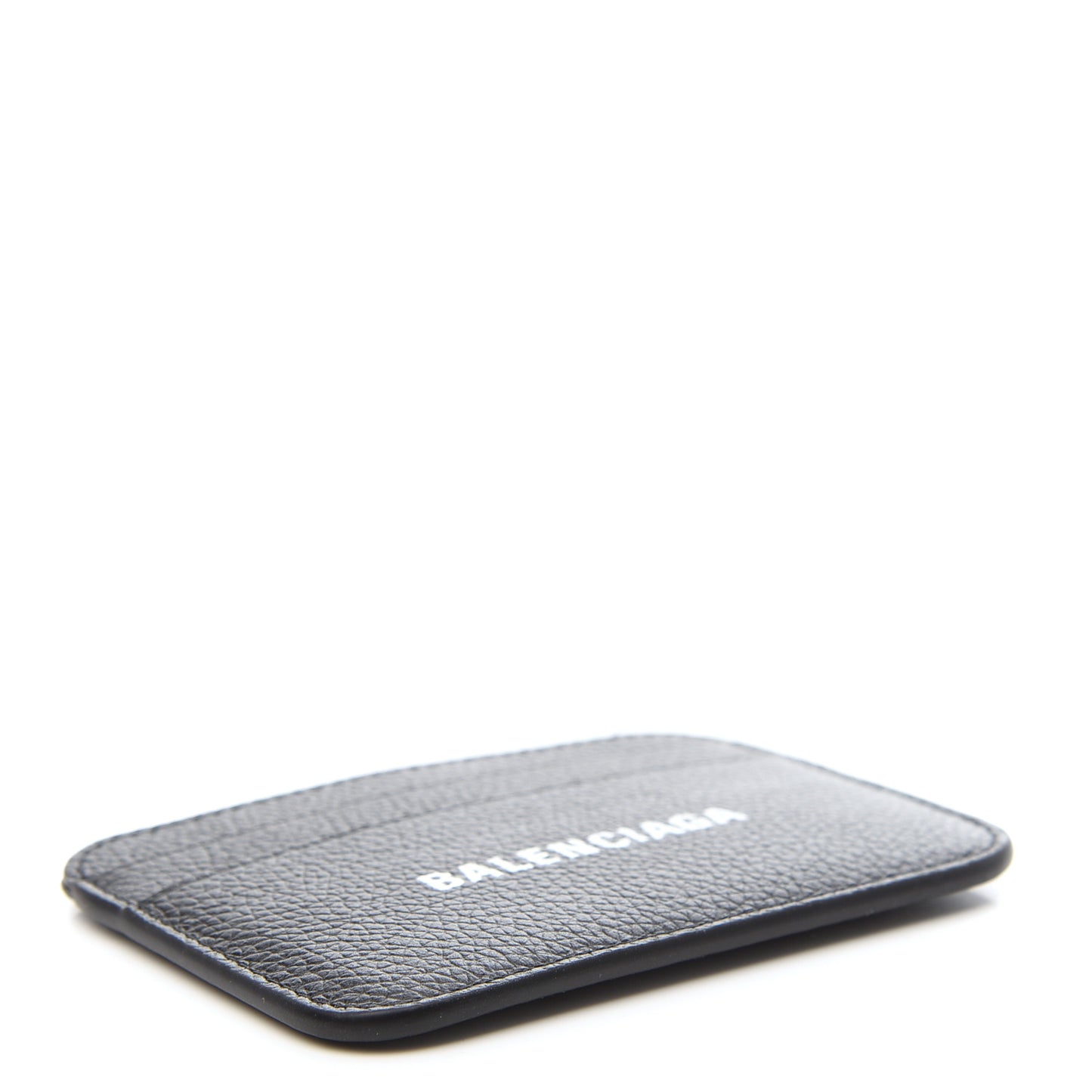 Grained Calfskin Logo Cash Rounded Card Holder Black White