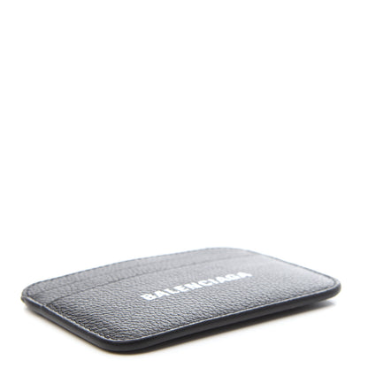 Balenciaga Grained Calfskin Logo Cash Rounded Card Holder Black White 4 of 8