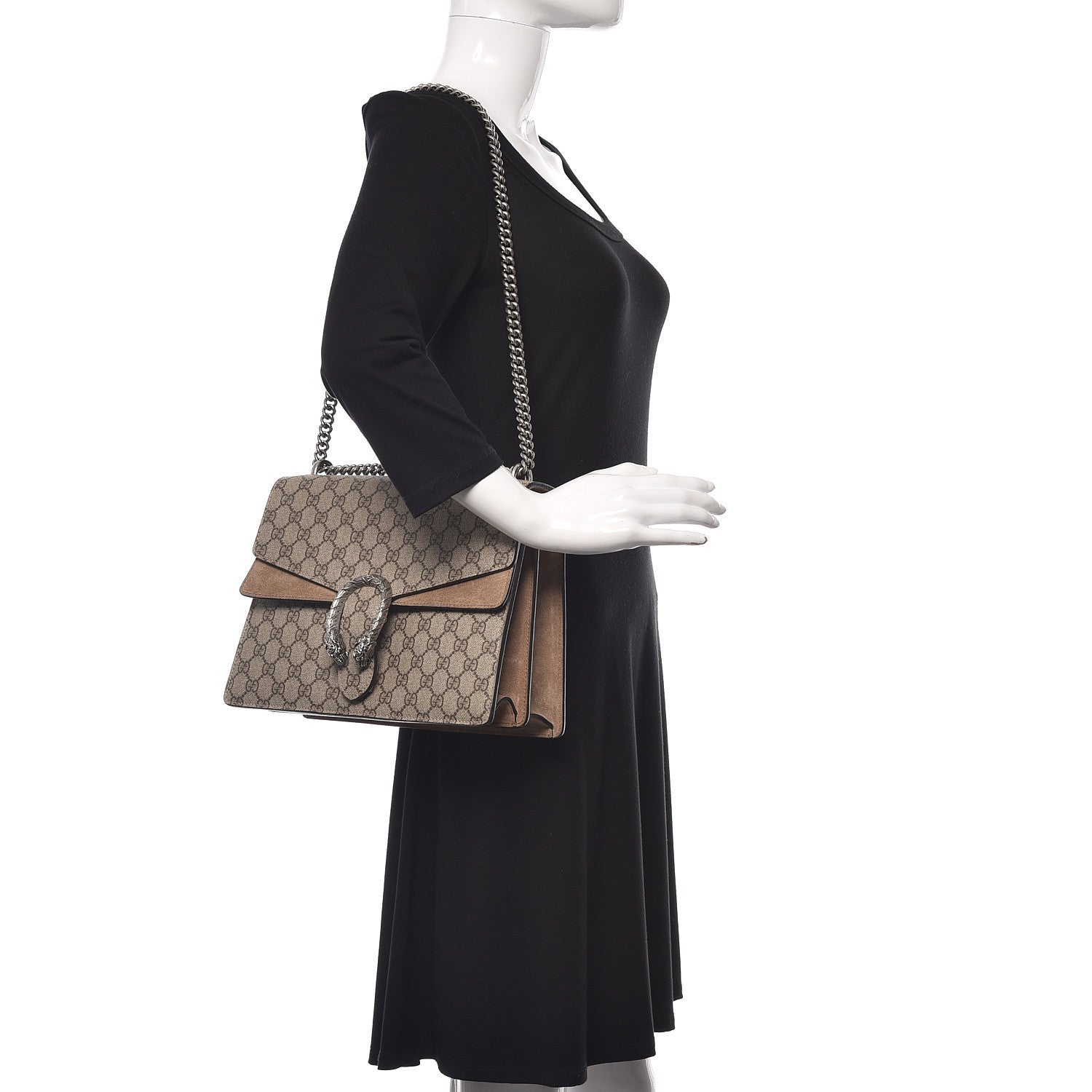 Gucci GG Supreme Monogram Medium Dionysus Shoulder Bag Taupe 2 of 11
