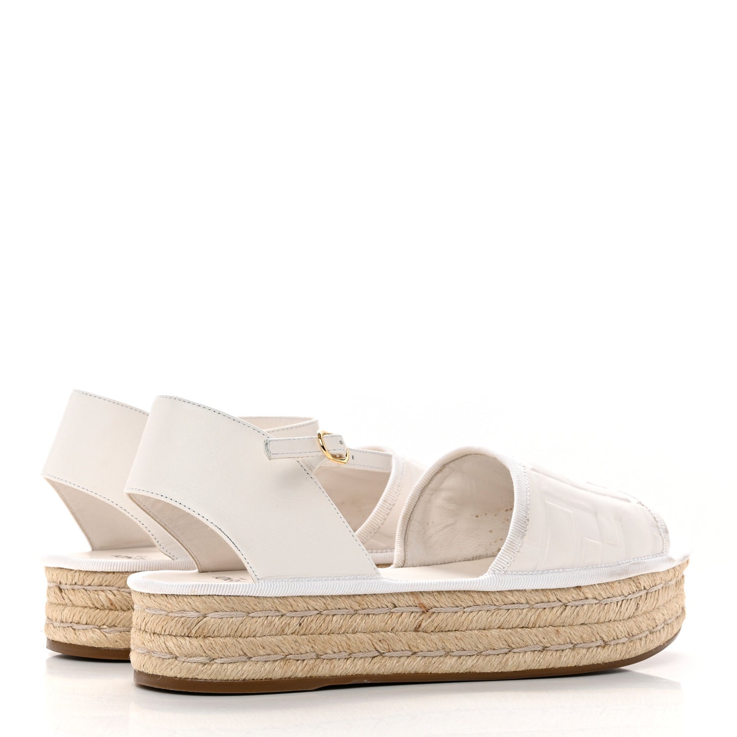 Nappa FF Embossed Espadrille Platform Sandals 37 Snow