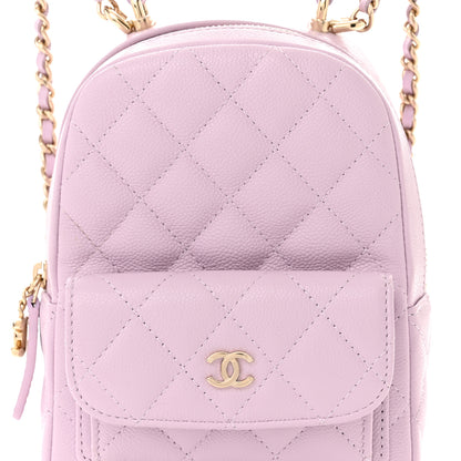 Chanel Caviar Quilted CC Mini Classic Backpack Light Purple 8 of 12