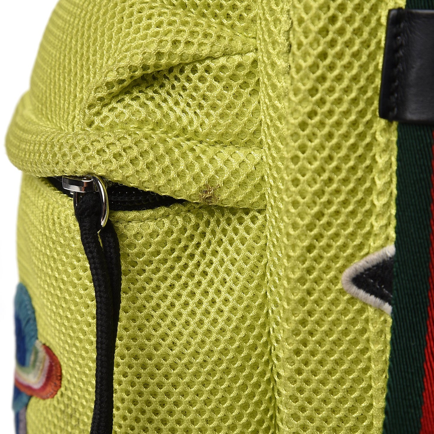 Mesh Web Hollywood Embroidered Double Buckle Backpack Anis Multicolor Black