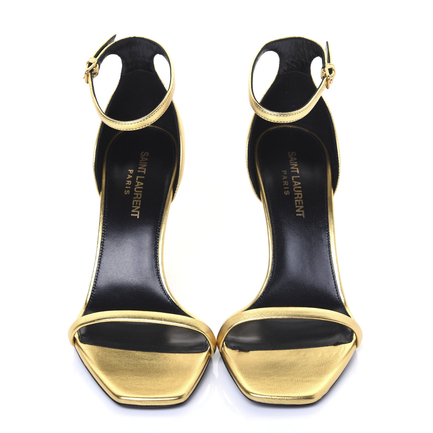 Saint Laurent Calfskin Opyum Sandals 37 Oro 5 of 13