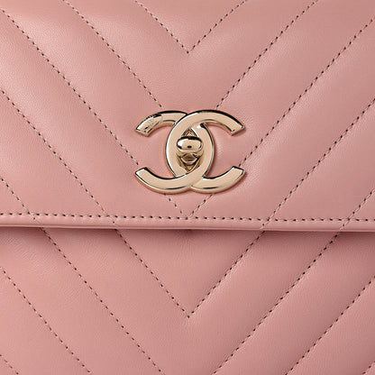 Chanel Lambskin Chevron Quilted Small Trendy CC Dual Handle Flap Bag Light Pink 12 of 13