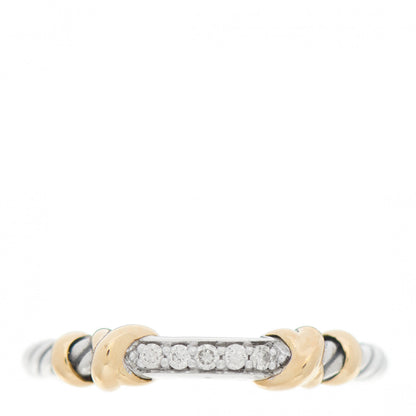 David Yurman Sterling Silver 18K Yellow Gold Diamond Petite Helena Wrap Ring 52 6 1 of 5