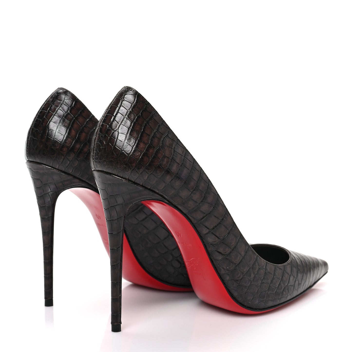 Calfskin Crocodile Embossed Kate 100 Pumps 40 Expresso