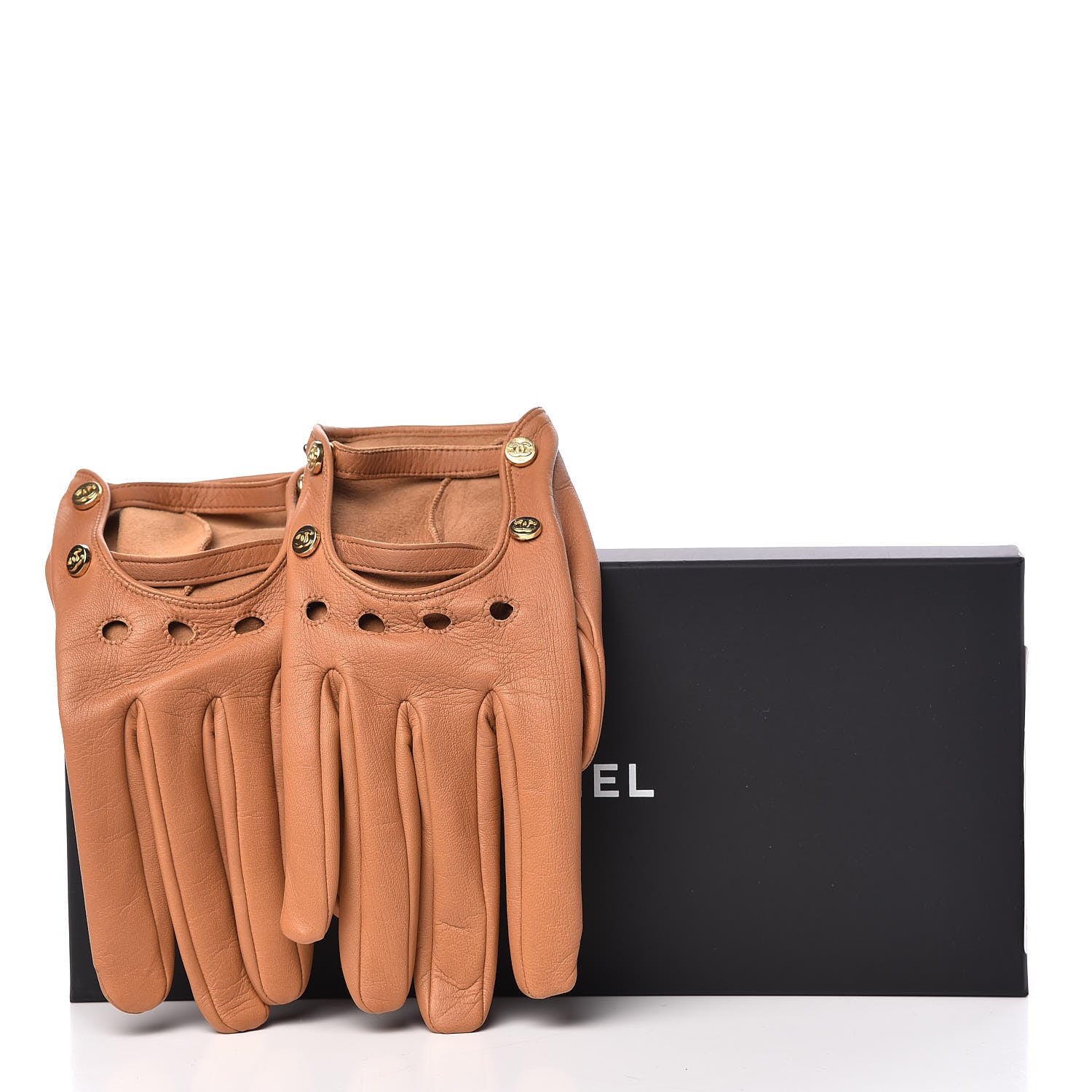 Chanel Lambskin Gloves 7.5 Camel 6 of 6