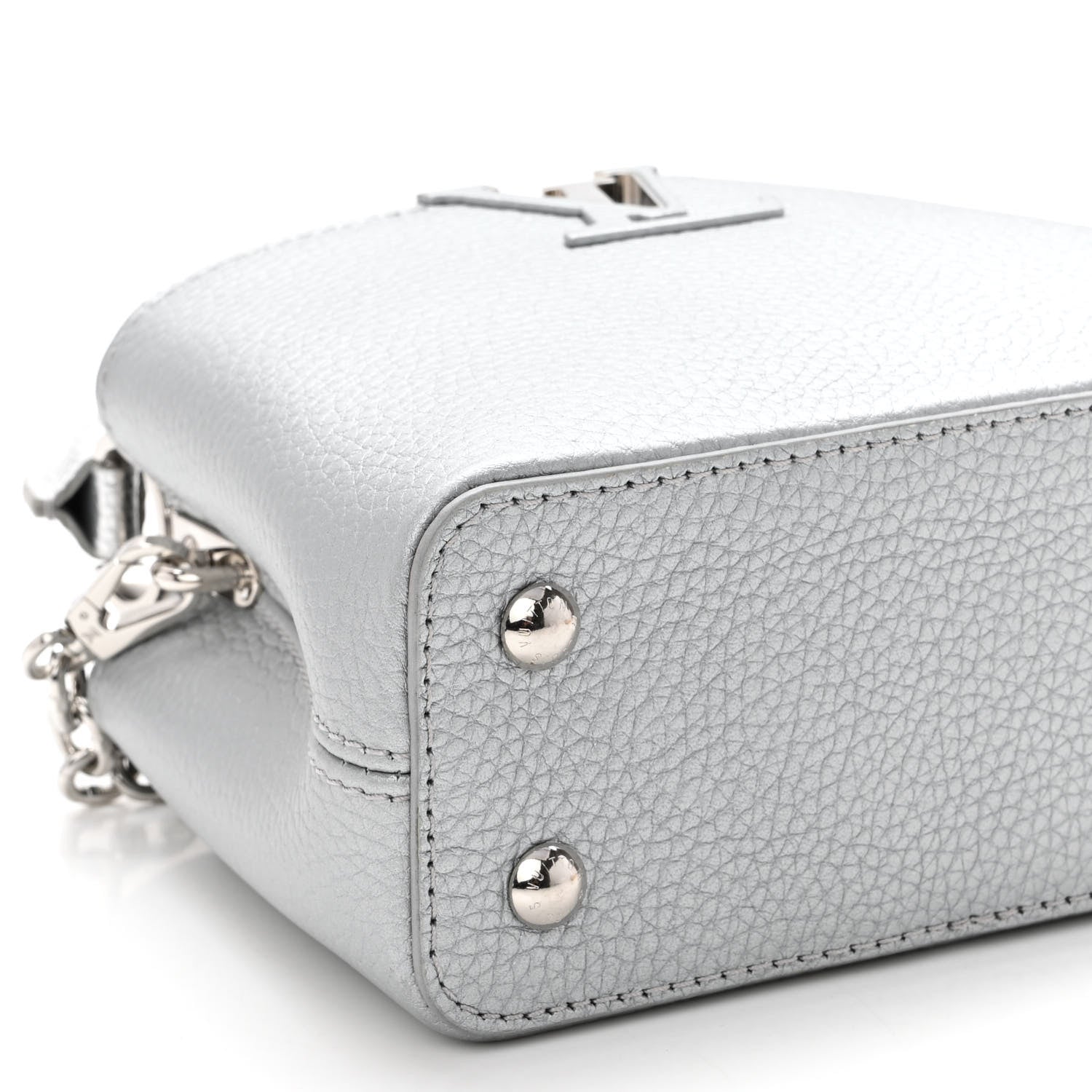 Louis Vuitton Taurillon Lizard Flower Chain Capucines Mini Silver 8 of 9