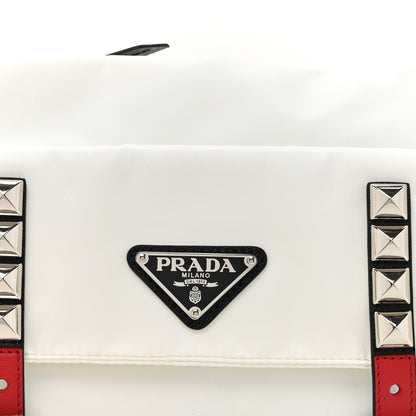 Prada Nylon New Vela Studded Messenger White Fuoco 7 of 9