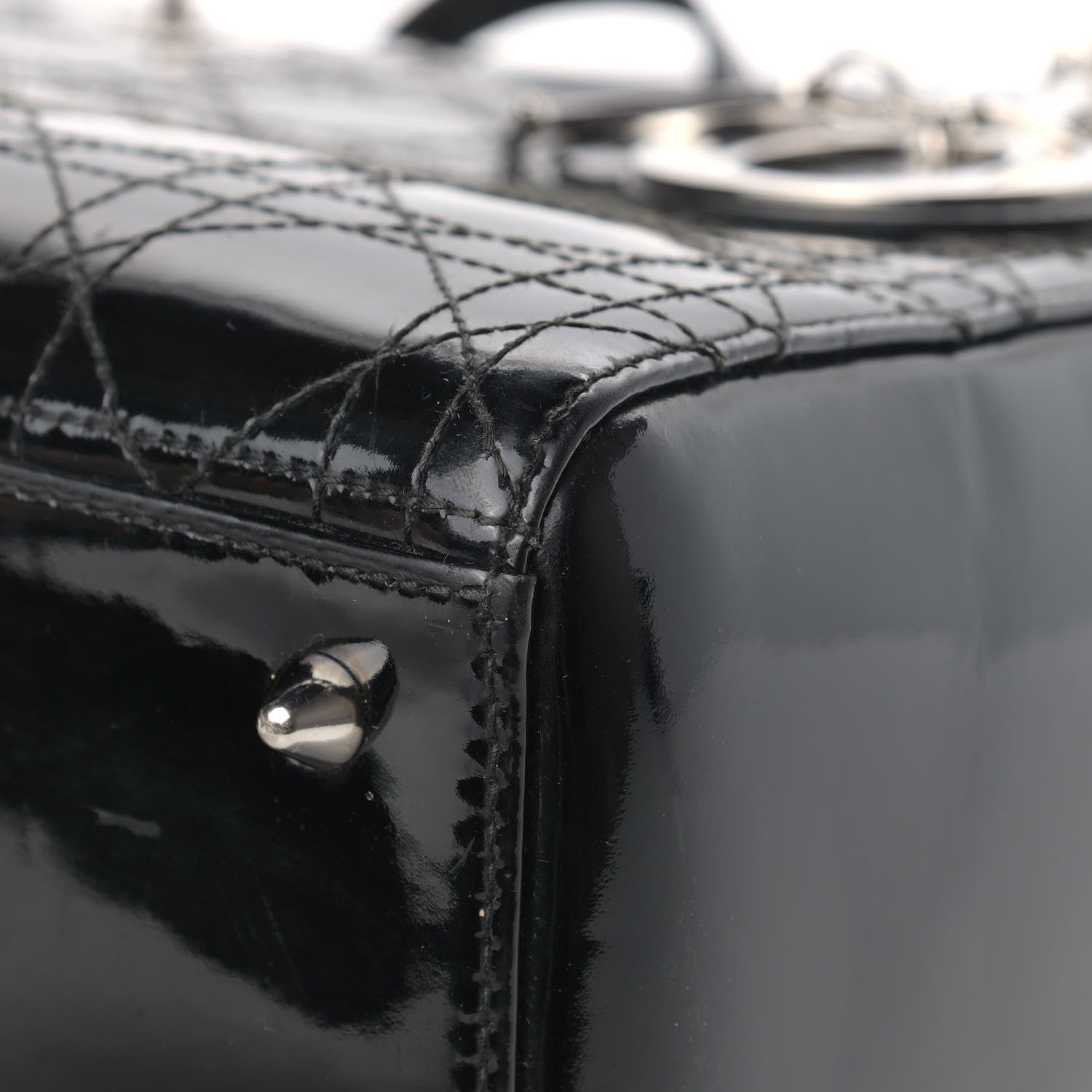 Christian Dior Patent Cannage Stitched Medium Lady Dior Black 8 of 15