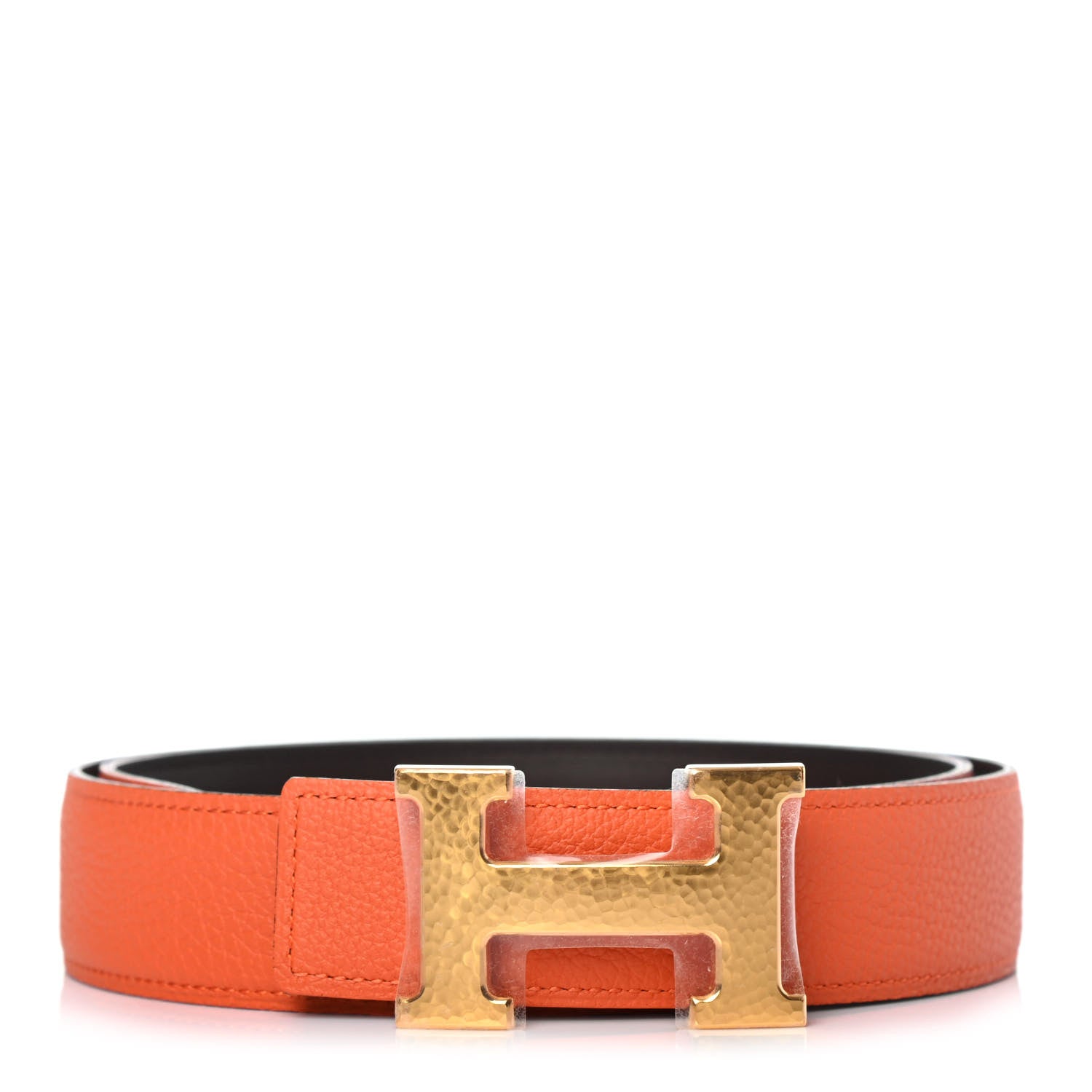 Hermes Box Togo 32mm Martelee H Belt 80 Chocolate Orange 1 of 4