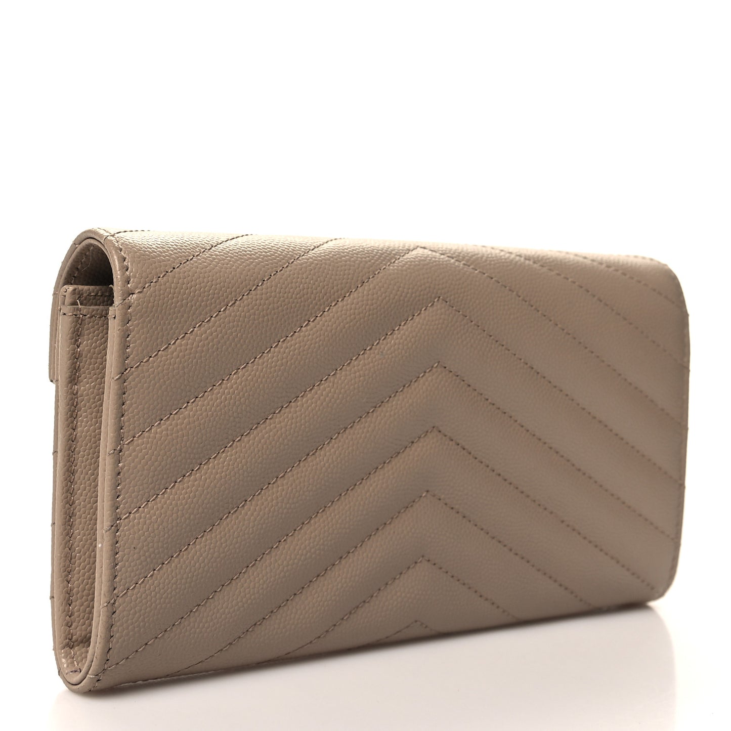 Grain De Poudre Matelasse Chevron Monogram Flap Wallet Dark Beige