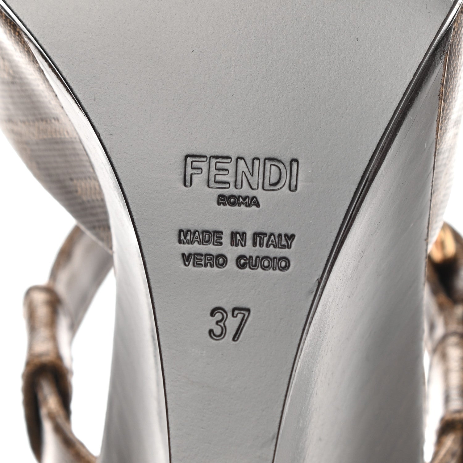 Fendi Glazed Fabric FF Wedge Sandals 37 Tobacco Moro 7 of 7