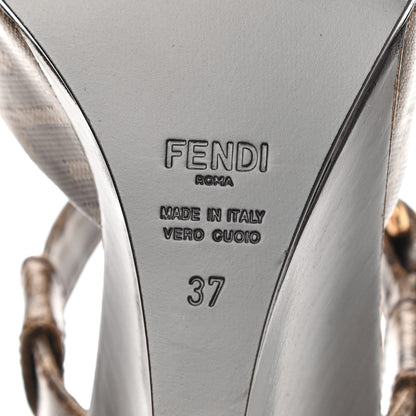 Fendi Glazed Fabric FF Wedge Sandals 37 Tobacco Moro 7 of 7