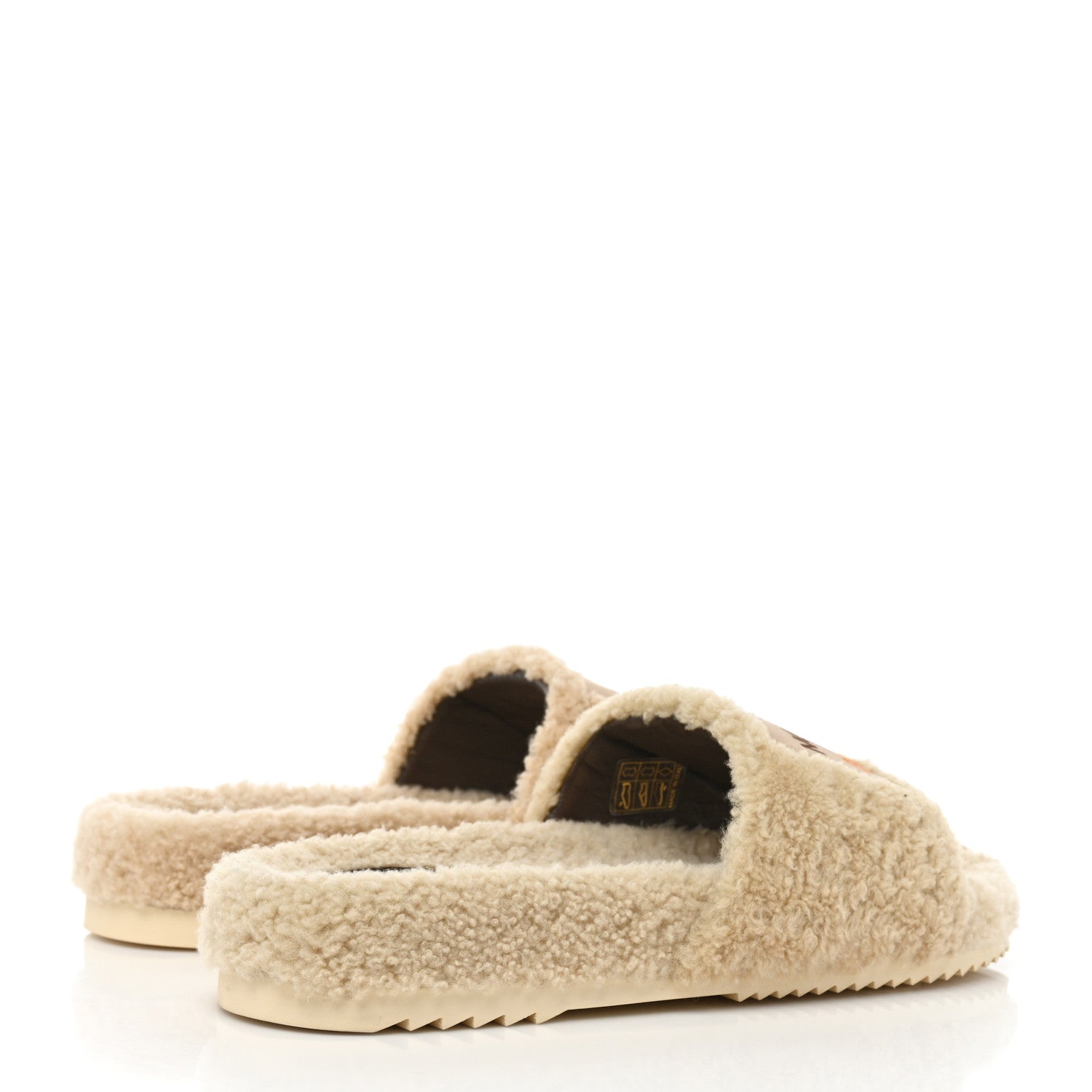 Gucci X THE NORTH FACE Shearling Wool Mens Slide Sandals 7 Butterscotch 4 of 8