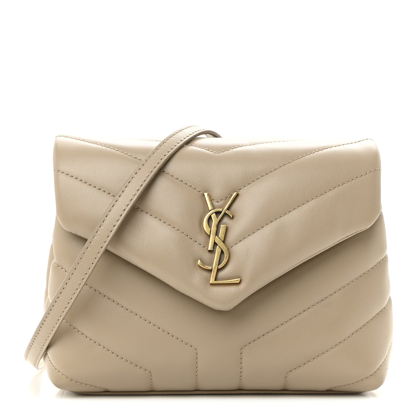 Calfskin Y Quilted Monogram Toy Loulou Crossbody Bag Dark Beige