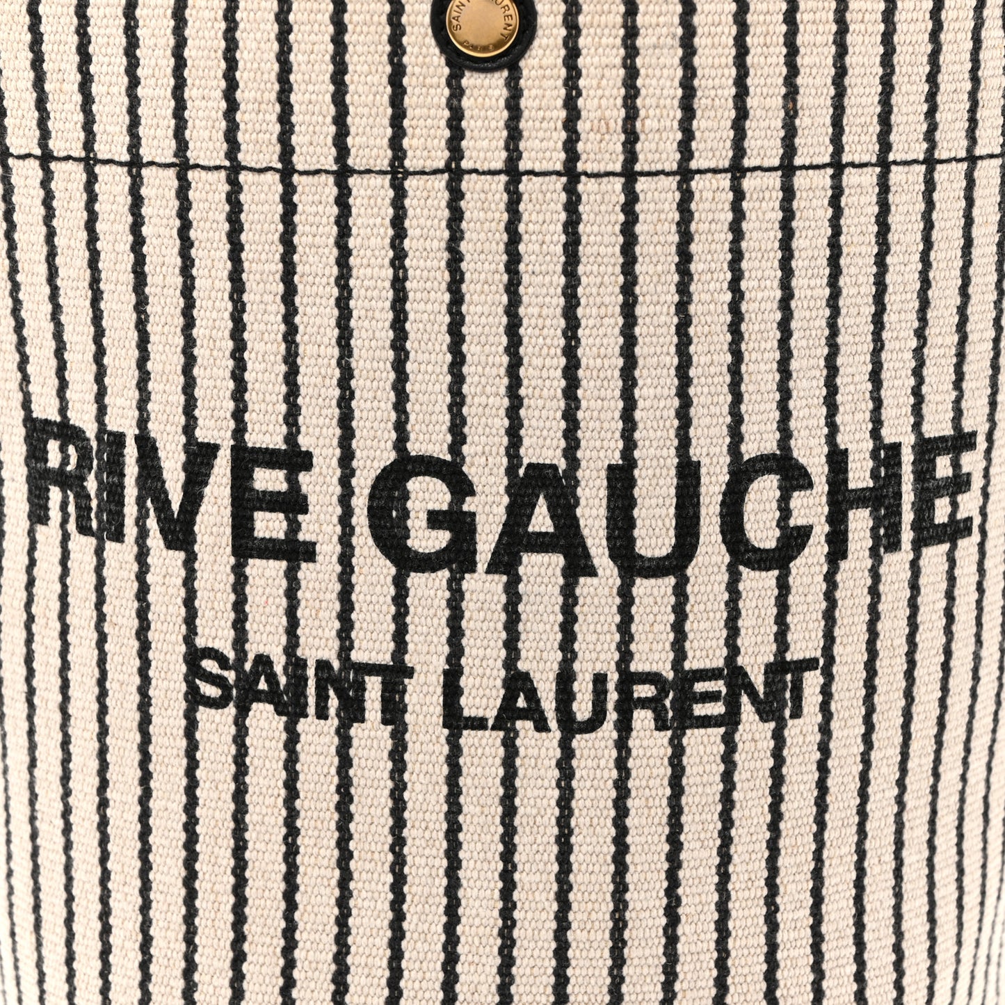 Linen Calfskin Striped Rive Gauche Bucket Bag Grey Cream Black