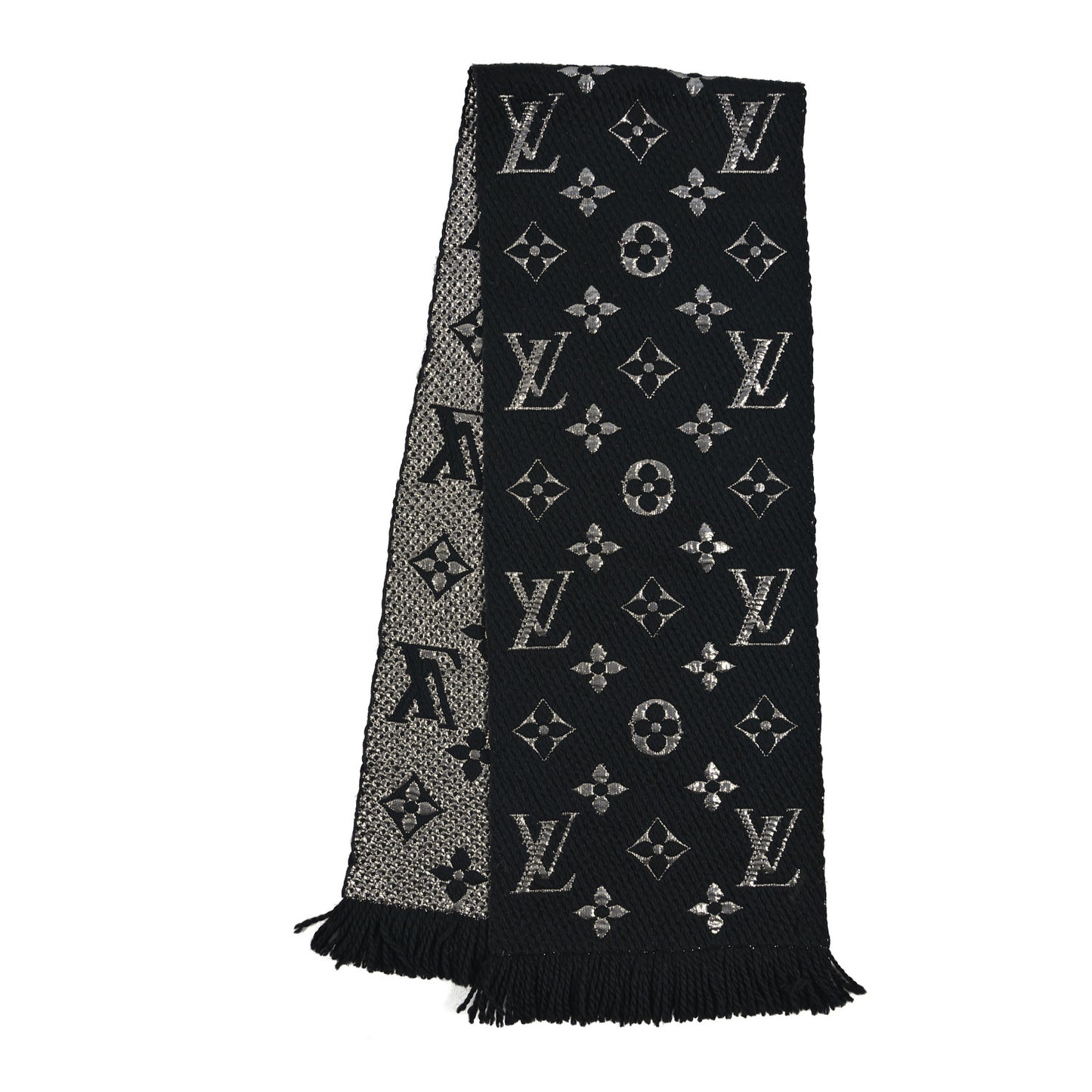 Wool Silk Logomania Shine Scarf Black