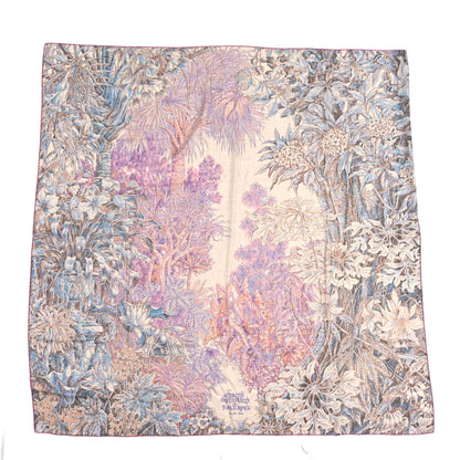 Hermes Cashmere Silk All Orto Botanico Di Palermo 140 Rose Naturel Bleu 2 of 3