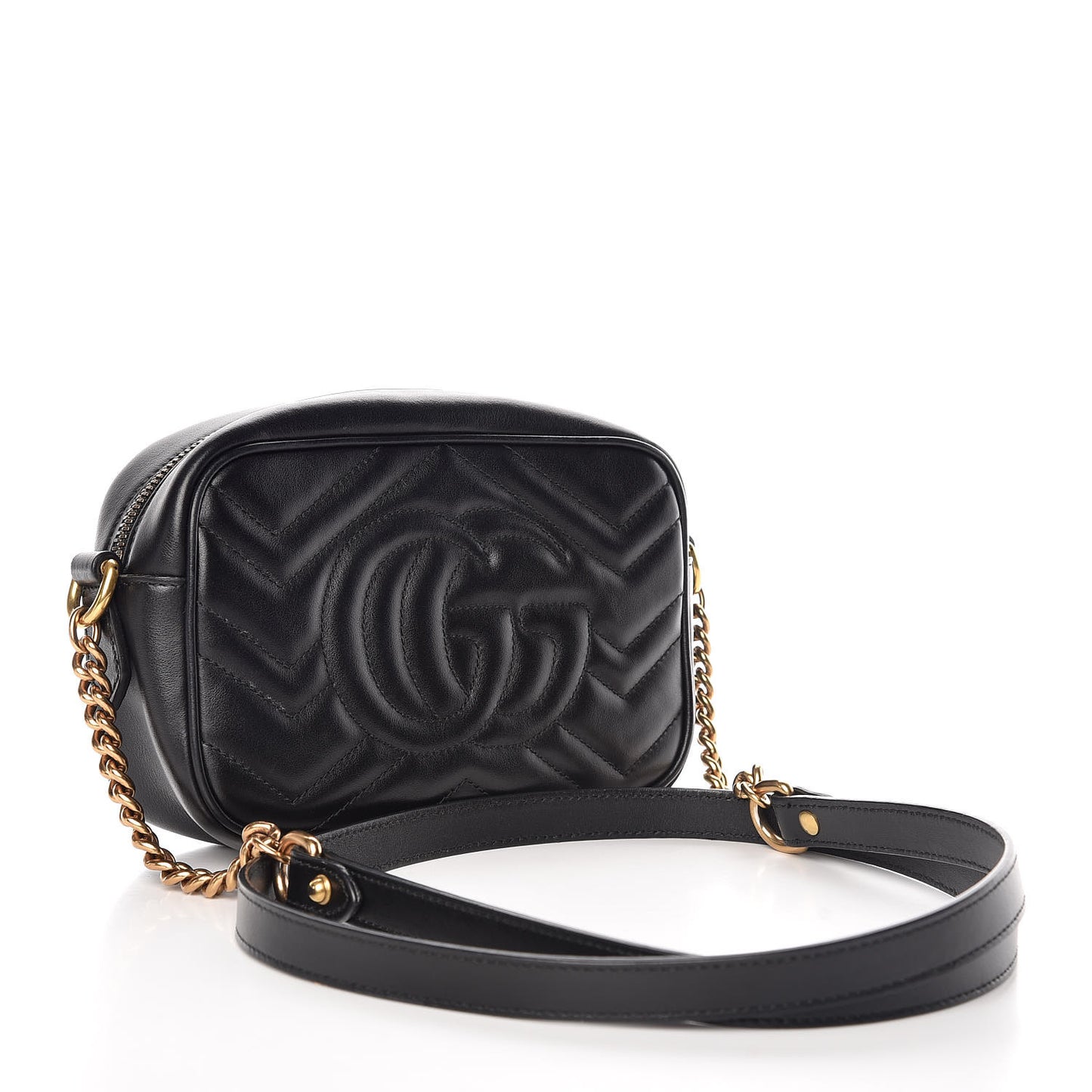 Calfskin Matelasse Mini GG Marmont Chain Shoulder Bag Black