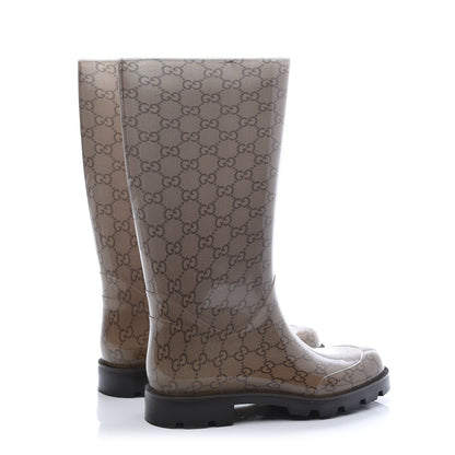 Gucci Rubber Monogram Edinburg Rain Boots 38 Transparent Cocoa 5 of 8